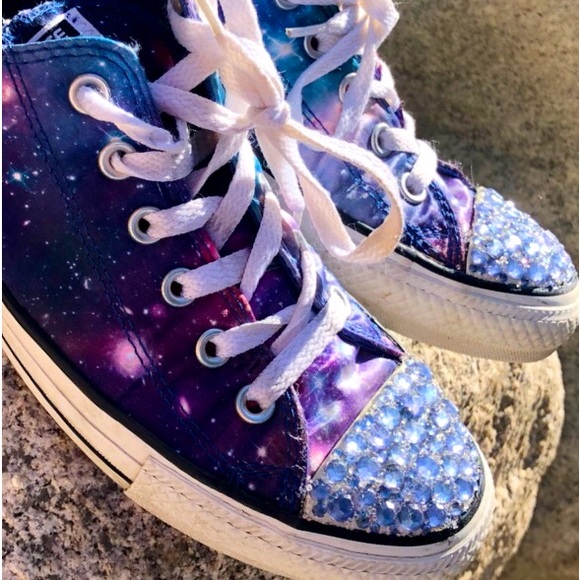 Custom Bling Converse Sneakers Womens Size 9 - Picture 2 of 10